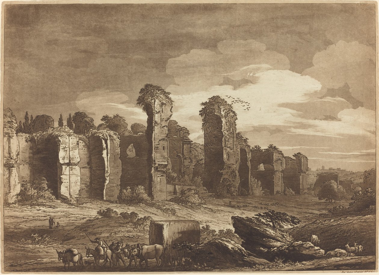 Vista de las ruinas de los Baños de Caracalla, tomada desde los jardines de los jesuitas en Roma de Richard Cooper II