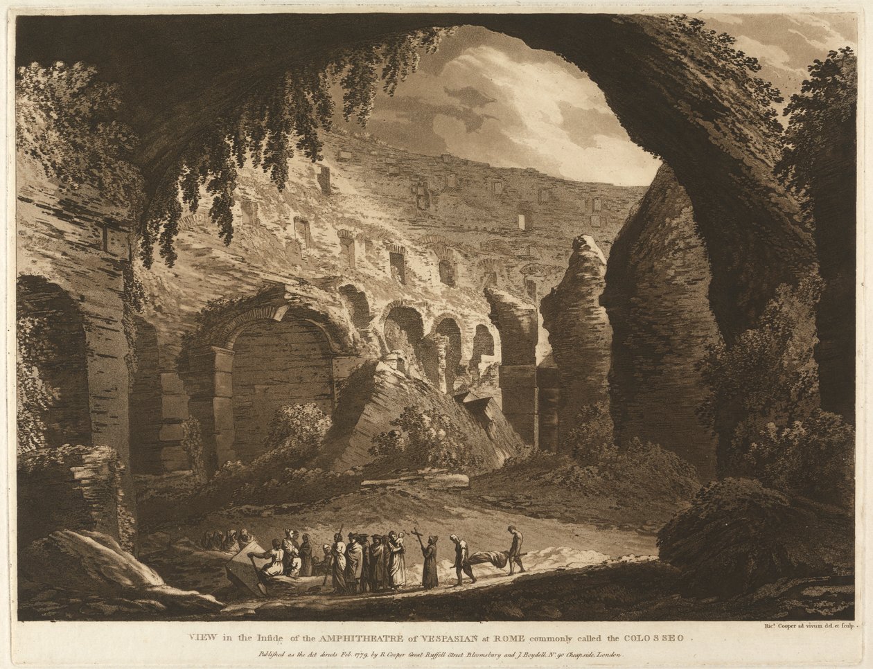 Vista en el interior del Anfiteatro de Vespasión en Roma Comúnmente llamado el Coliseo de Richard Cooper the Elder