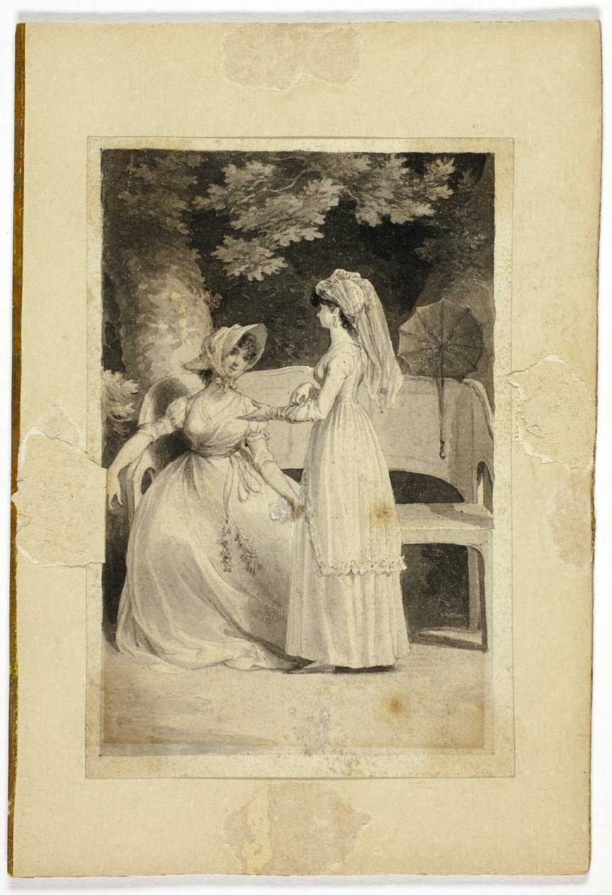 Dos mujeres en un jardín de Richard Corbould