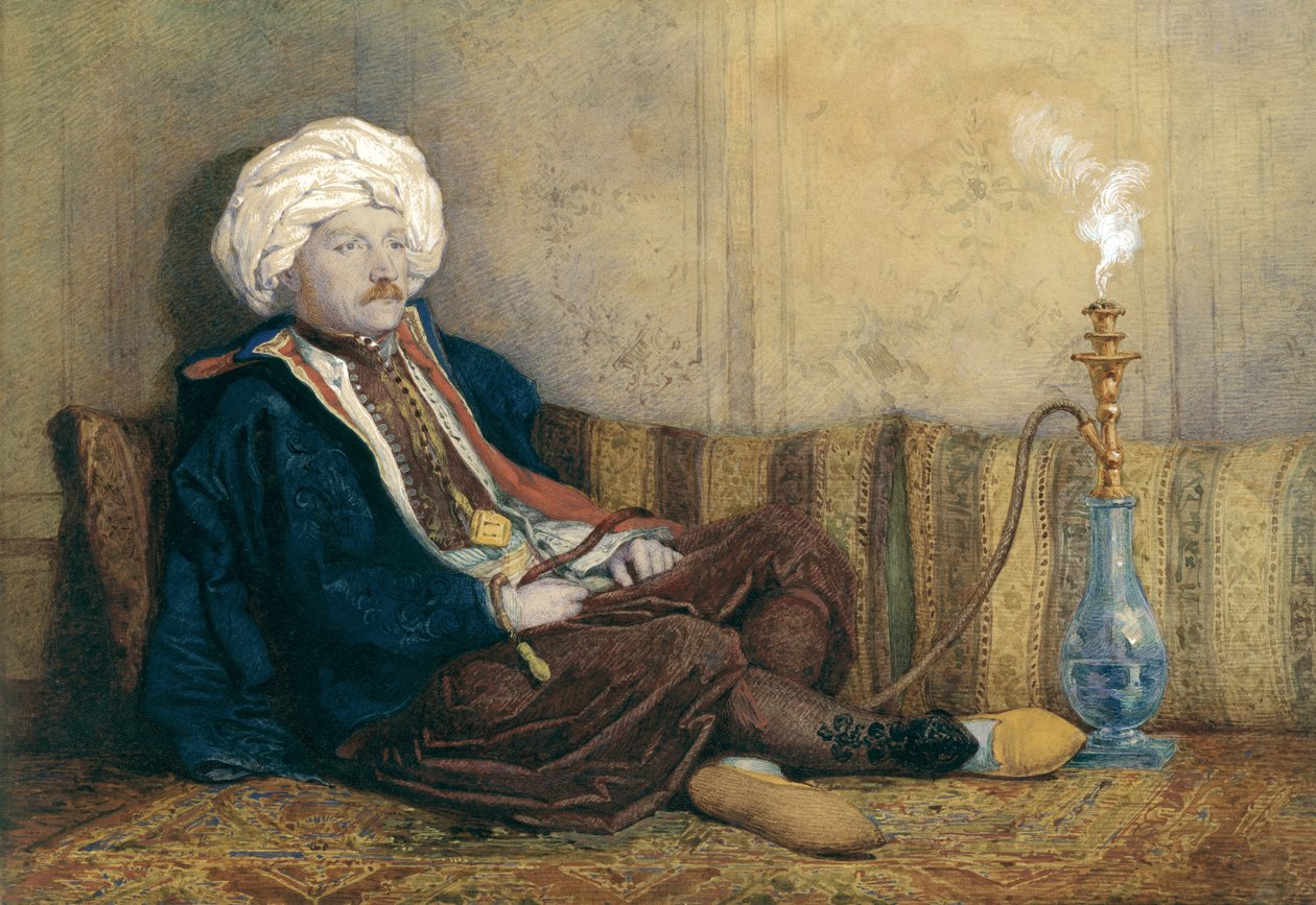 Retrato de Sir Thomas Philips en traje oriental, reclinado con una pipa de agua de Richard Dadd