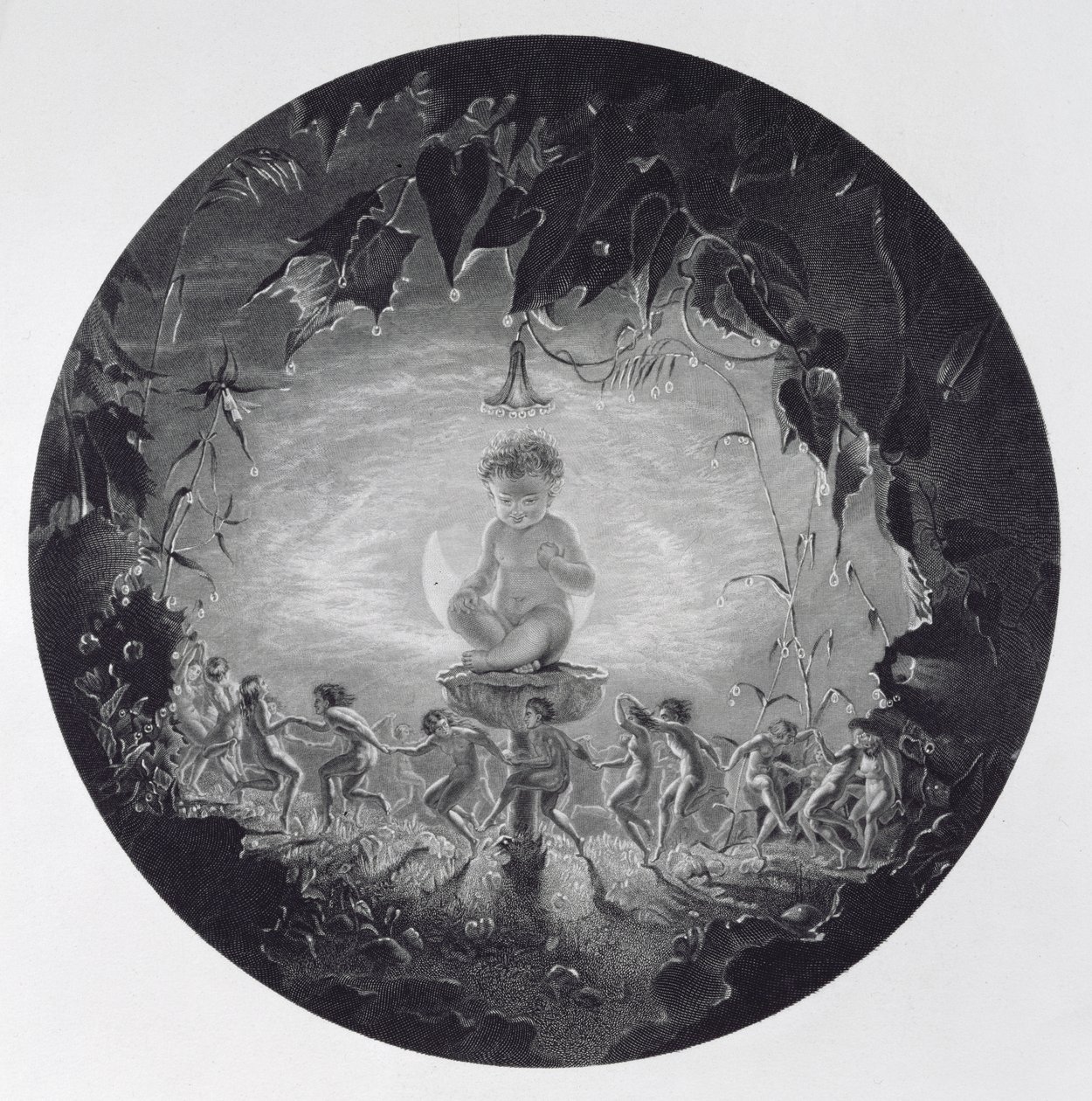 Puck y las hadas, grabado por William Home Lizars (1788-1859) de Richard Dadd