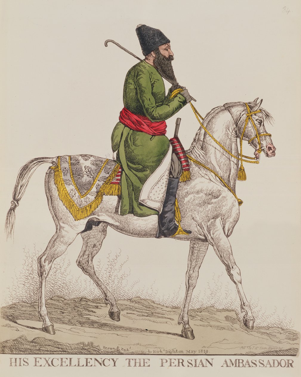 Su Excelencia el Embajador Persa Mirza Abul Hassan Khan durante su segunda visita a Londres, 1819 de Richard Dighton