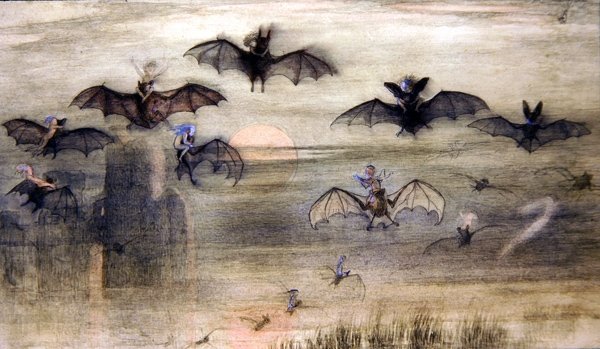 Un vuelo nocturno de murciélagos y elfos de Richard Doyle