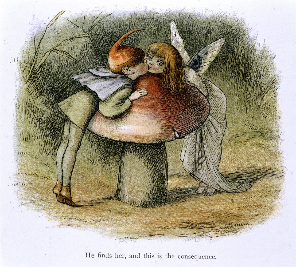Un duende y un hada besándose de Richard Doyle