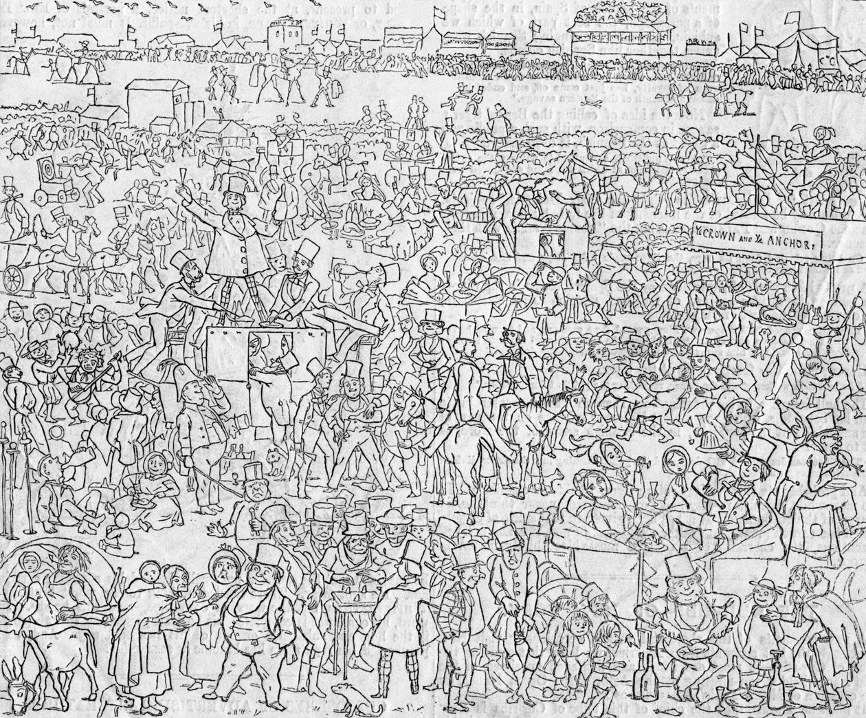Modales y costumbres de los ingleses en 1849: Una vista de Epsom Downe en el día del Derby, 1849 de Richard Doyle