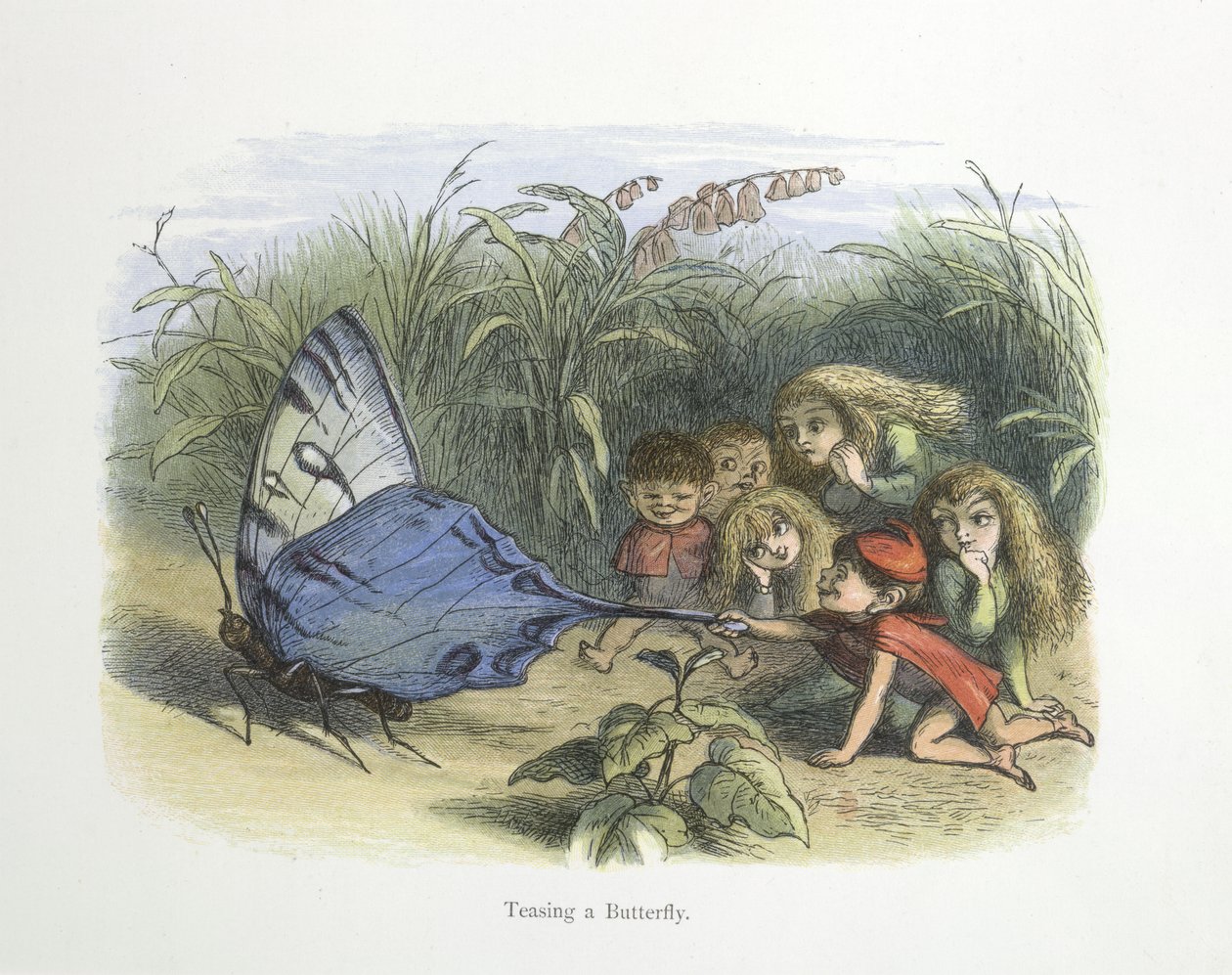 burlándose de una mariposa de Richard Doyle