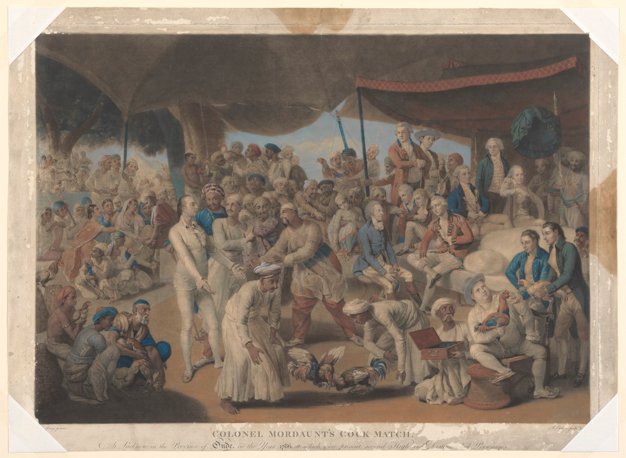 Partido de gallos del coronel Mordaunt en Lucknow de Richard Earlom