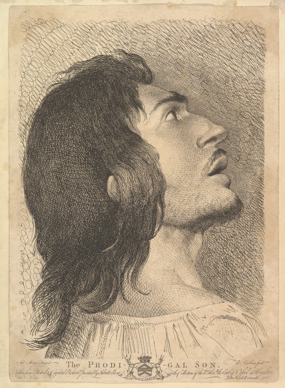 Cabeza en perfil del hijo pródigo, 1766 de Richard Earlom