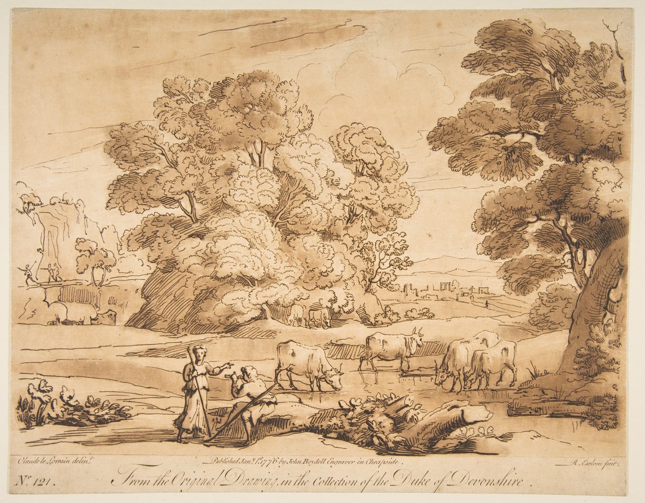 Paisaje con pastor y pastora, 1776 de Richard Earlom