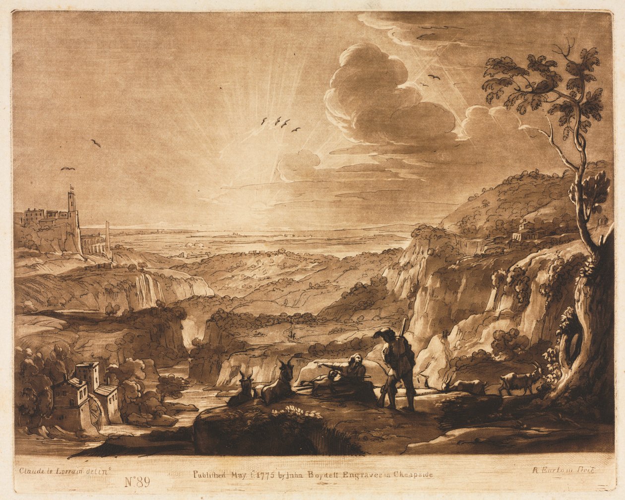 Liber Veritatis: No. 89, Vista de un extenso país montañoso de Richard Earlom