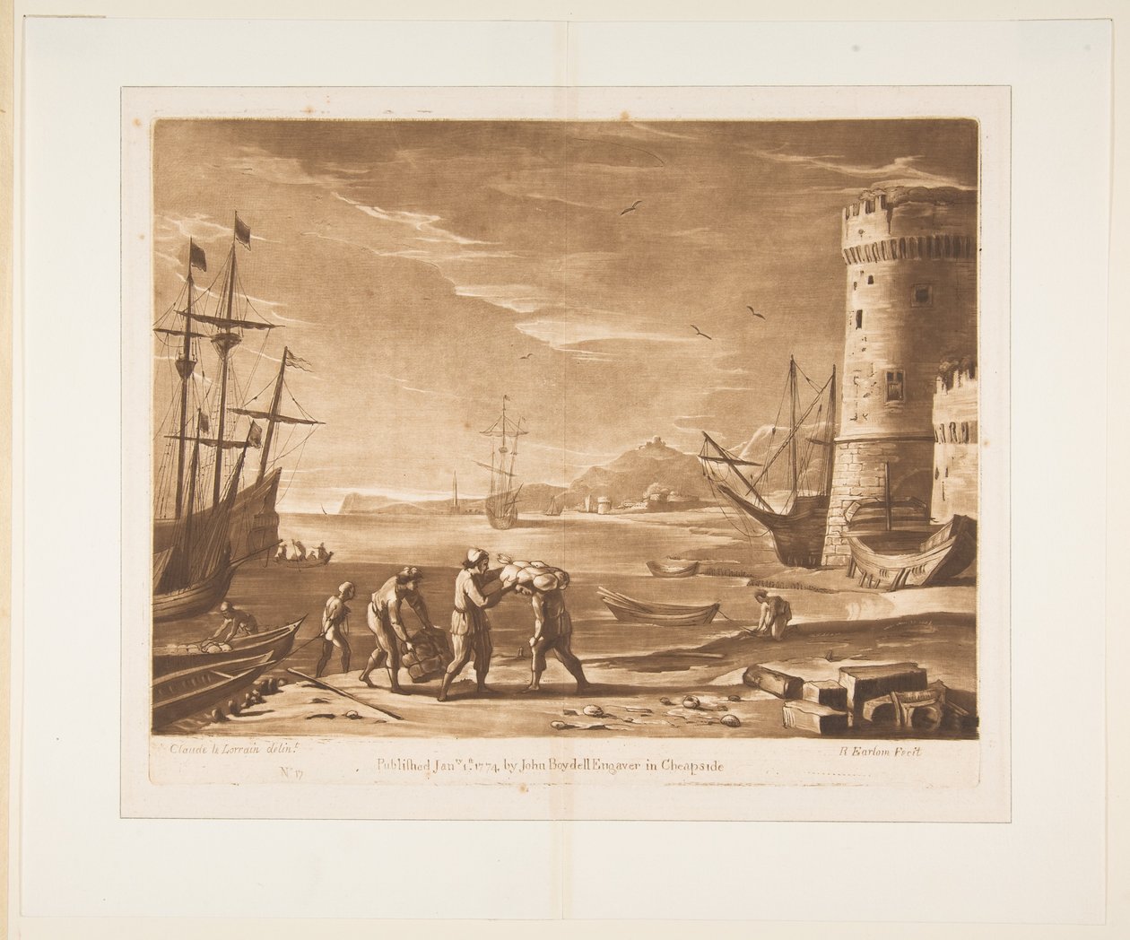 Puerto con marineros cargando mercancías, 1774 de Richard Earlom
