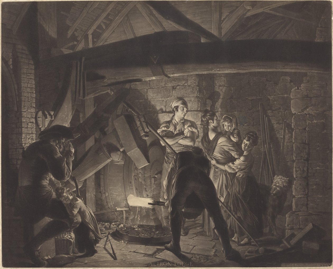 Una forja de hierro de Richard Earlom after Joseph Wright