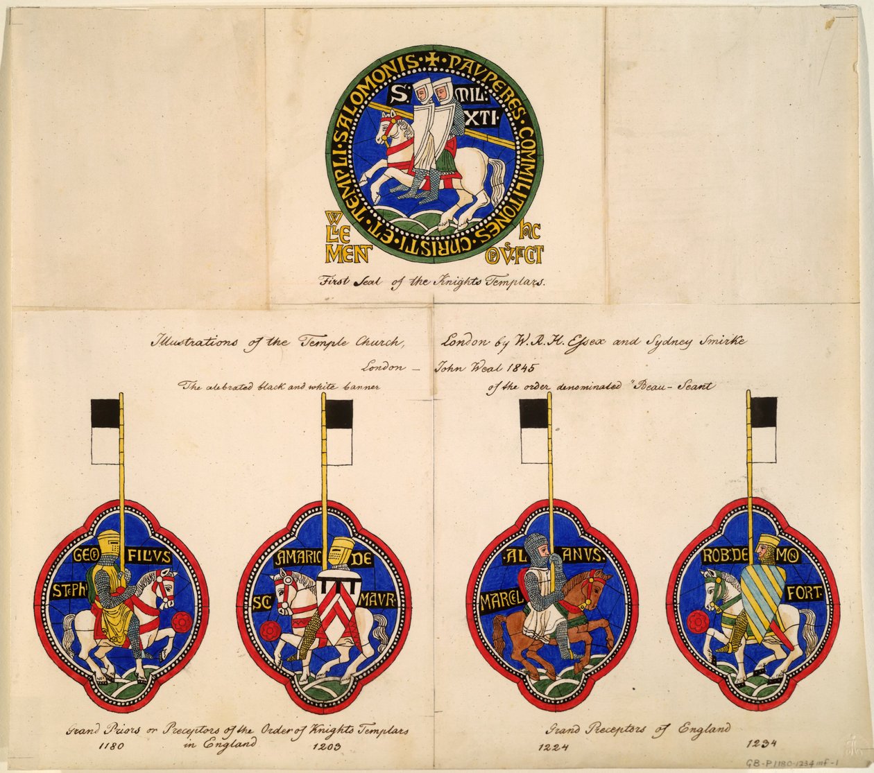 Sellos de los Caballeros Templarios de 1180, 1203, 1224, 1234, 1845 de Richard Hamilton Essex