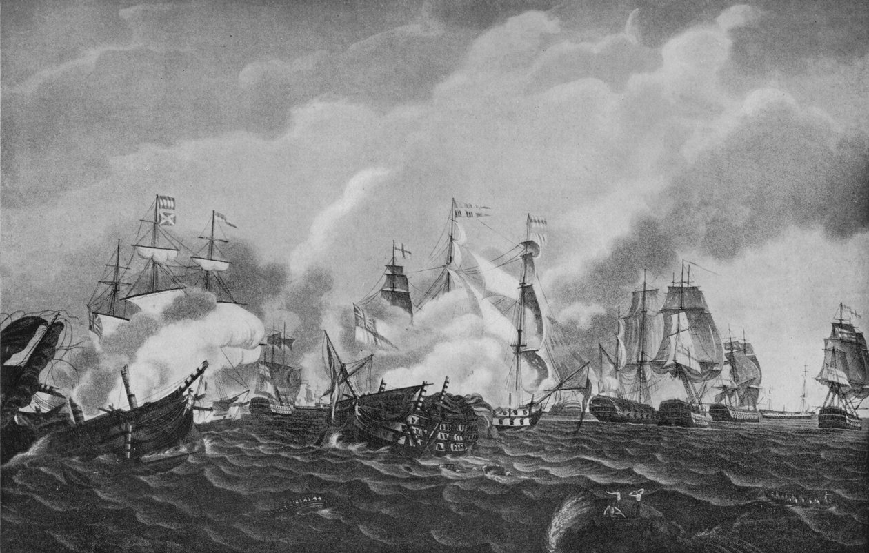 Acción frente a San Domingo, c. 1807 de Richard Harraden