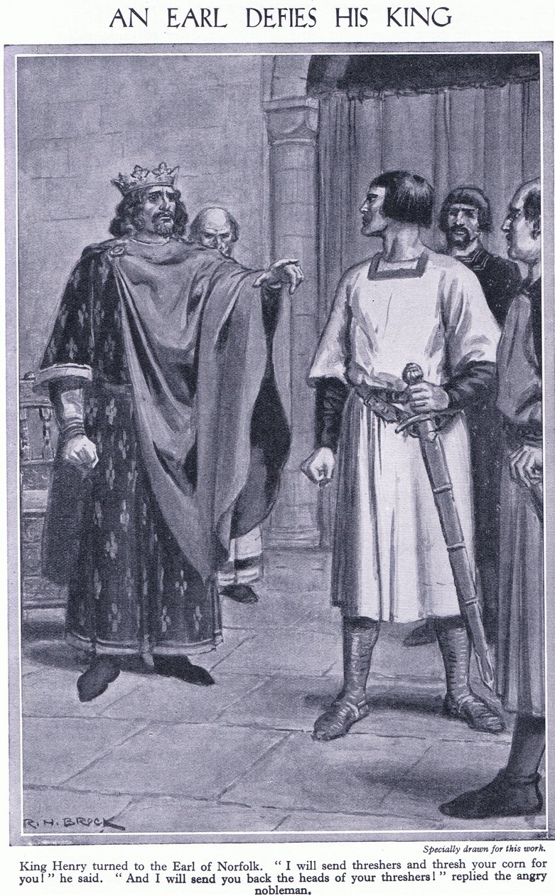 Un conde desafía a su rey. El Conde de Norfolk y el Rey Enrique, c.1950 de Richard Henry Brock