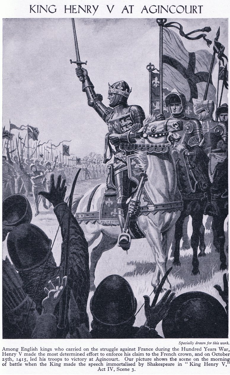 El rey Enrique en Agincourt 1415 d.C., c.1950 de Richard Henry Brock