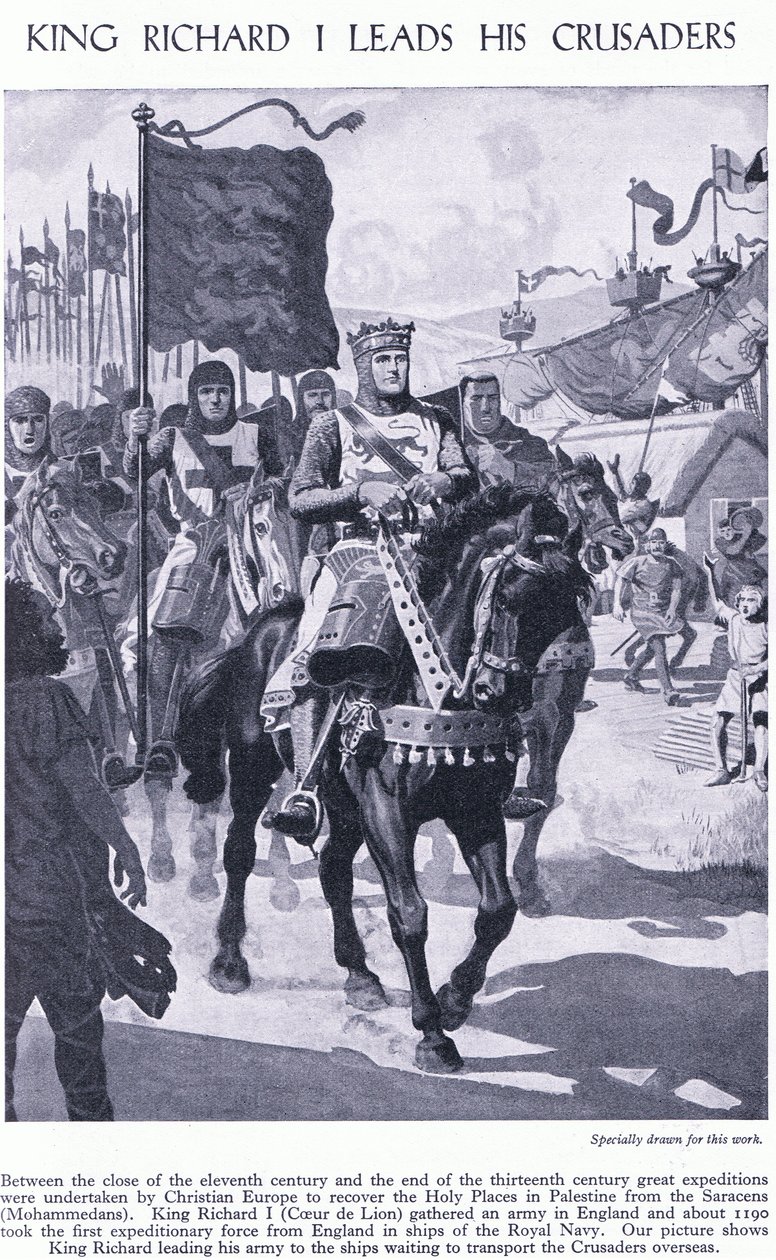 El rey Ricardo I lidera a sus cruzados, c.1950 de Richard Henry Brock