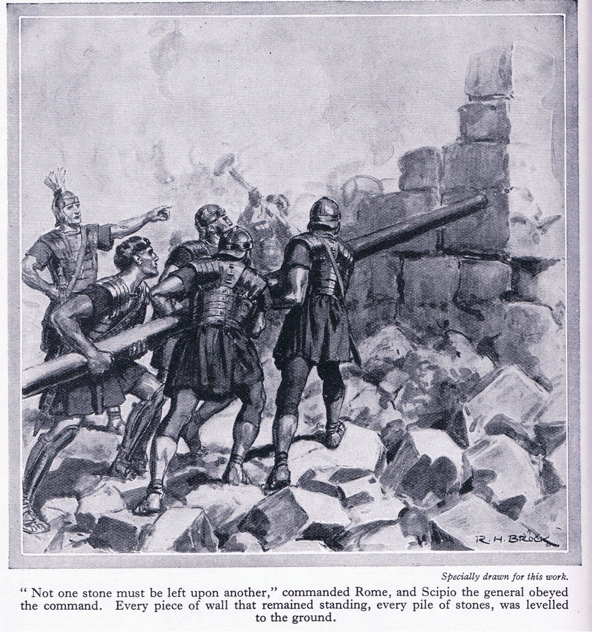 La destrucción de Cartago por los romanos, c.1950 de Richard Henry Brock