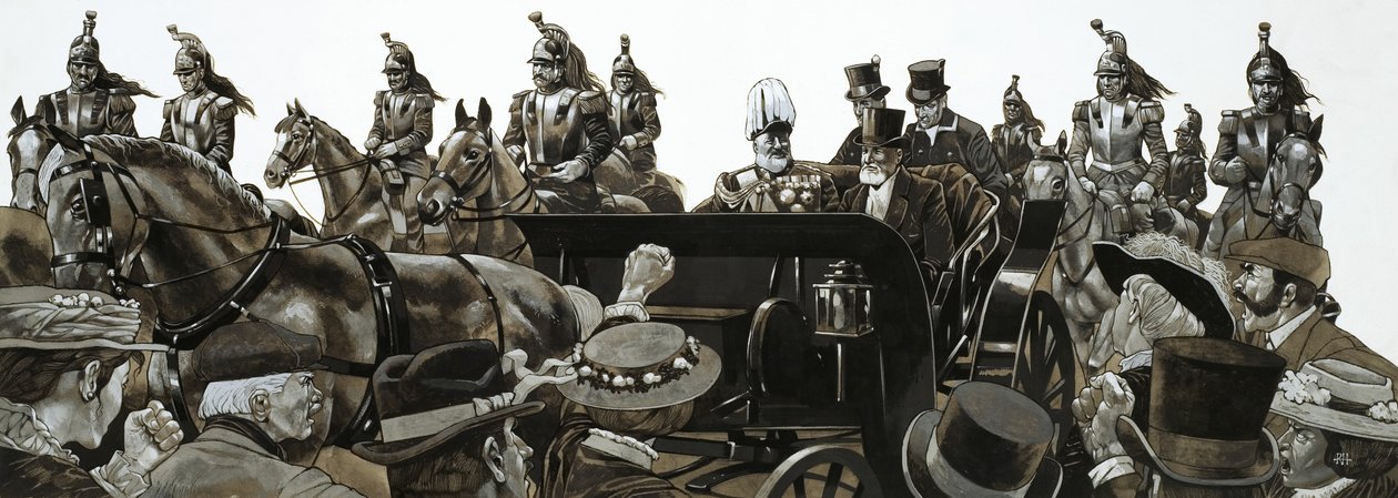Las multitudes abuchearon al rey Eduardo cuando atravesó París en su coche de Estado. de Richard Hook