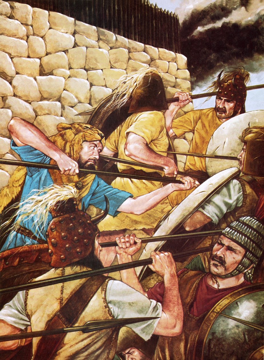 Guerreros micénicos luchando de Richard Hook
