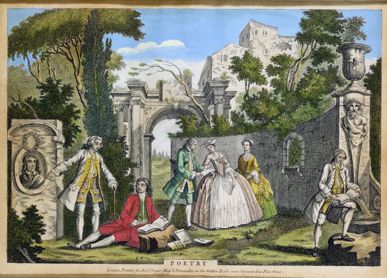 Poesía, pub. por Robert Sayer c.1750 de Richard Houston