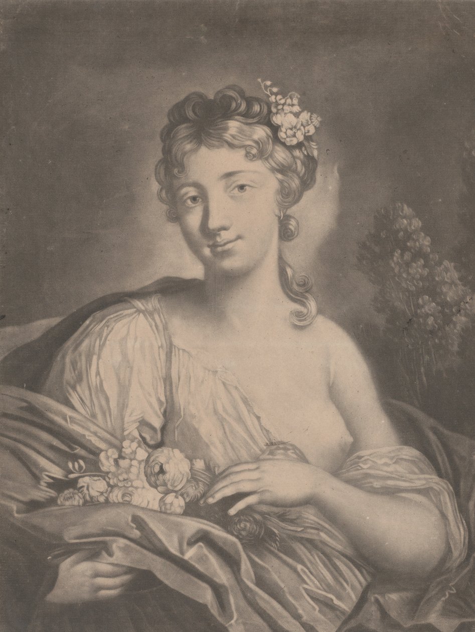 Primavera: una joven sosteniendo flores en su capa, 1775 de Richard Houston
