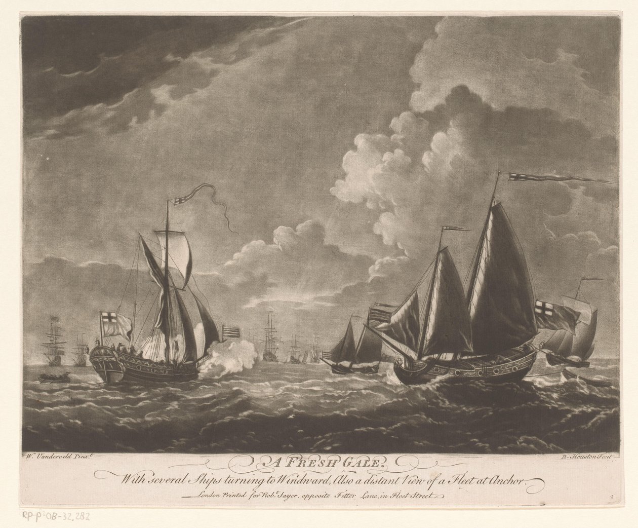 Flota en un mar agitado A Fresh Gale (título en el objeto) de Richard Houston