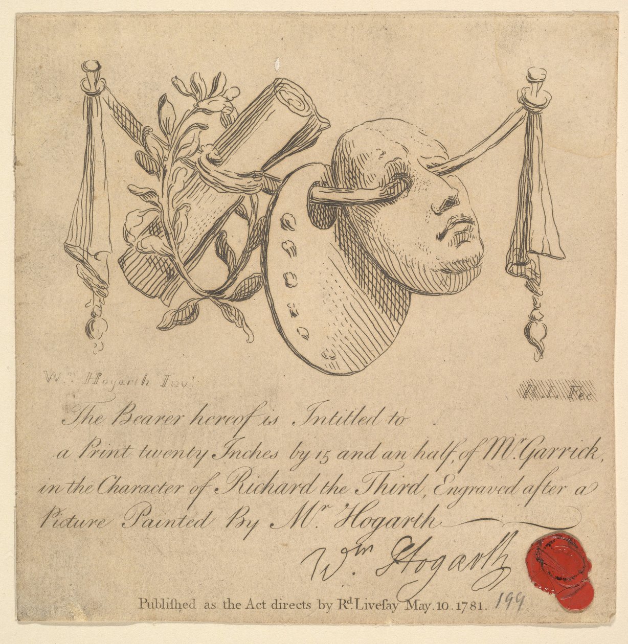 Máscara y paleta, 1781 de Richard Livesay