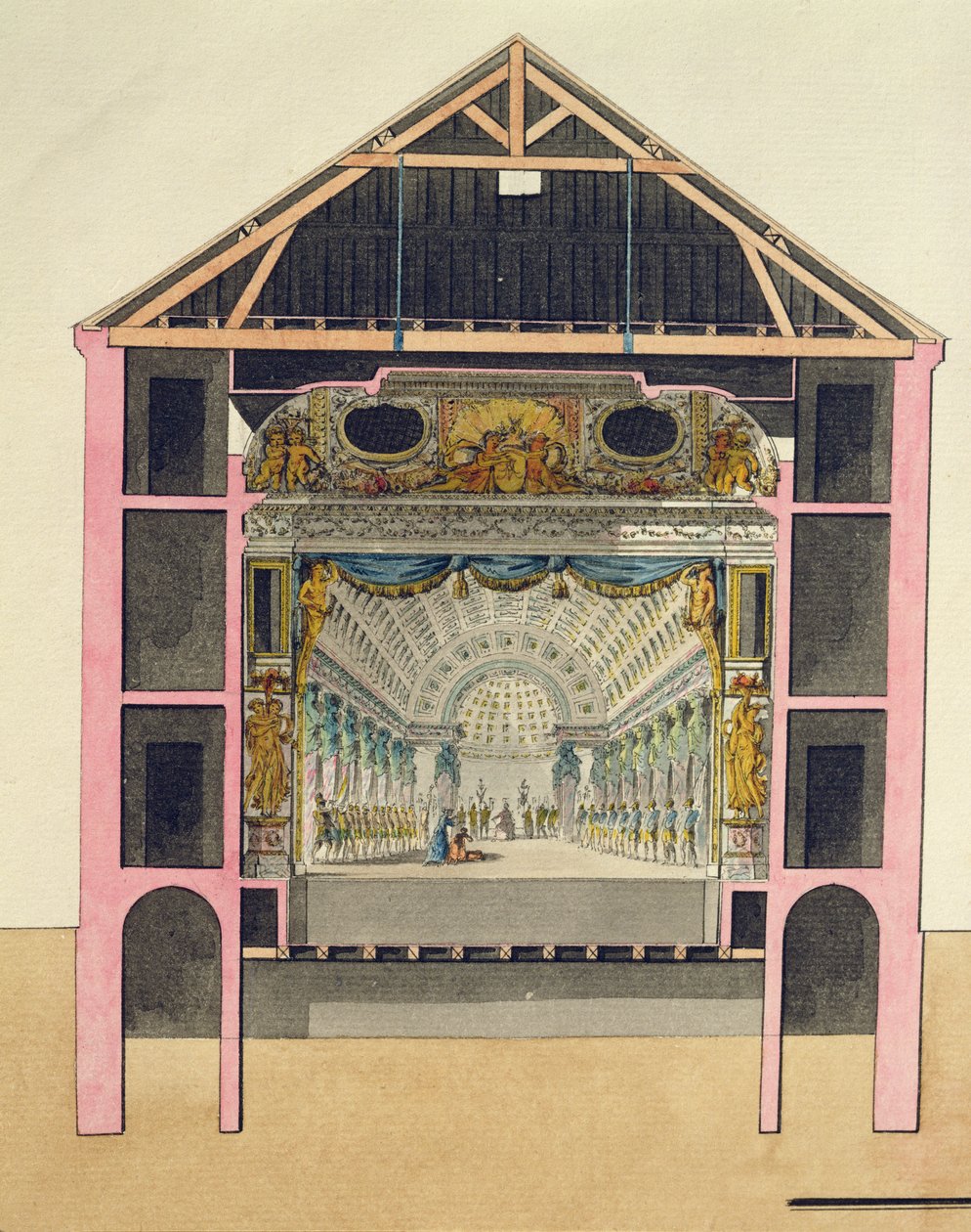 Plan para el Salón del Teatro en Le Petit Trianon, 1786 de Richard Mique