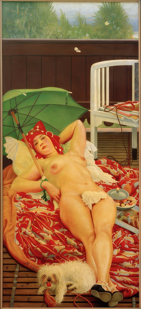Reclinado con sombrilla verde de Richard Muller