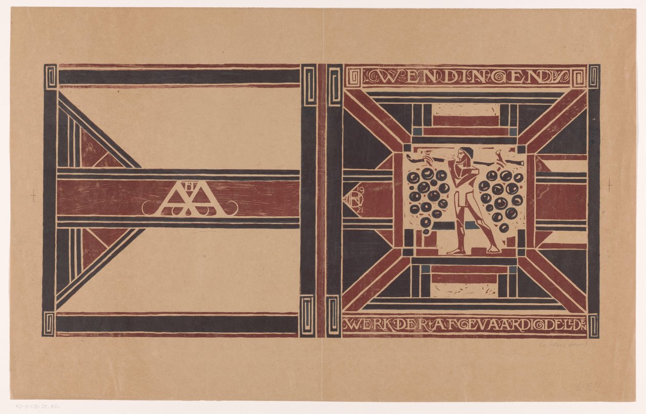 Diseño de portada para: Wendingen, 1921
Trabajo de los delegados (título en el objeto) de Richard Nicolaüs Roland Holst (signed by artist)
