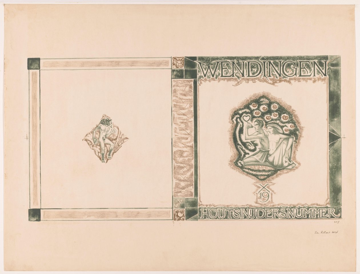 Diseño de portada para: Wendingen, edición de la xilografía, 1919 de Richard Nicolaüs Roland Holst (signed by artist)