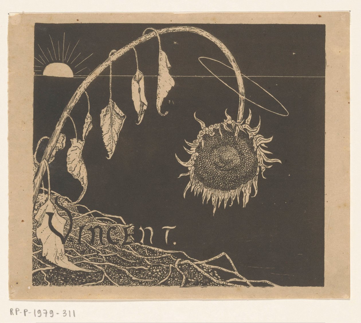 Diseño de portada para: Richard Roland Holst, Exposición de las obras legadas de Vincent Van Gogh, 1892 de Richard Nicolaüs Roland Holst