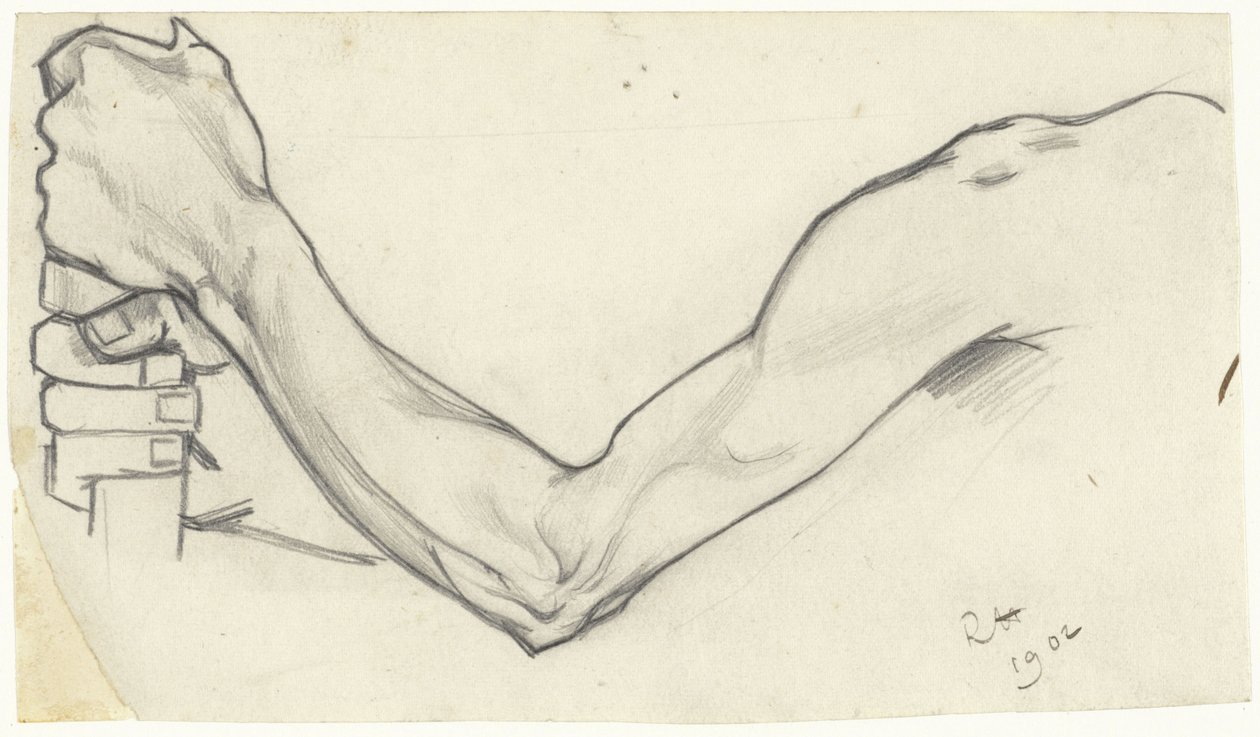 Estudio de un brazo izquierdo que sostiene un palo de Richard Nicolaüs Roland Holst