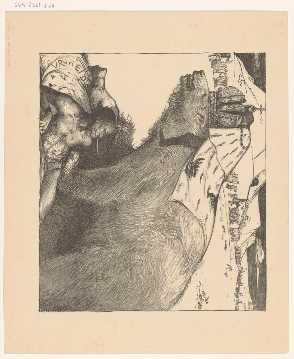 El zar Nicolás II de Rusia en el oso ruso
El oso ruso ruge la paz (título original) de Richard Nicolaüs Roland Holst