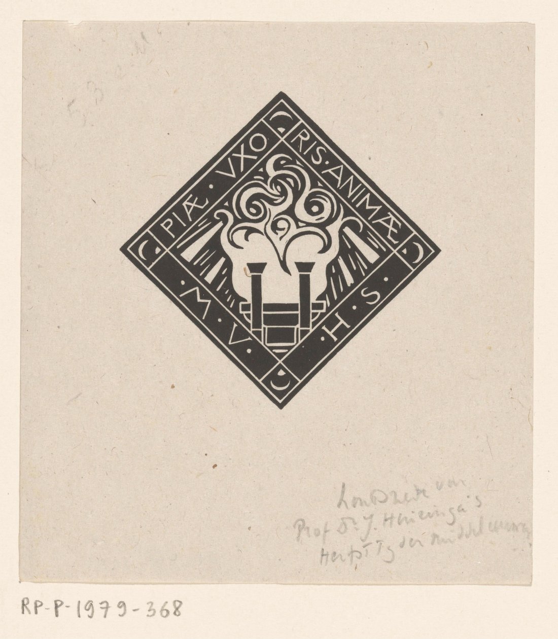 Viñeta en memoria de Mary Vincentia Huizinga-Schorer
Piae Uxoris Animae M.V.H.S. (título en el objeto) de Richard Nicolaüs Roland Holst