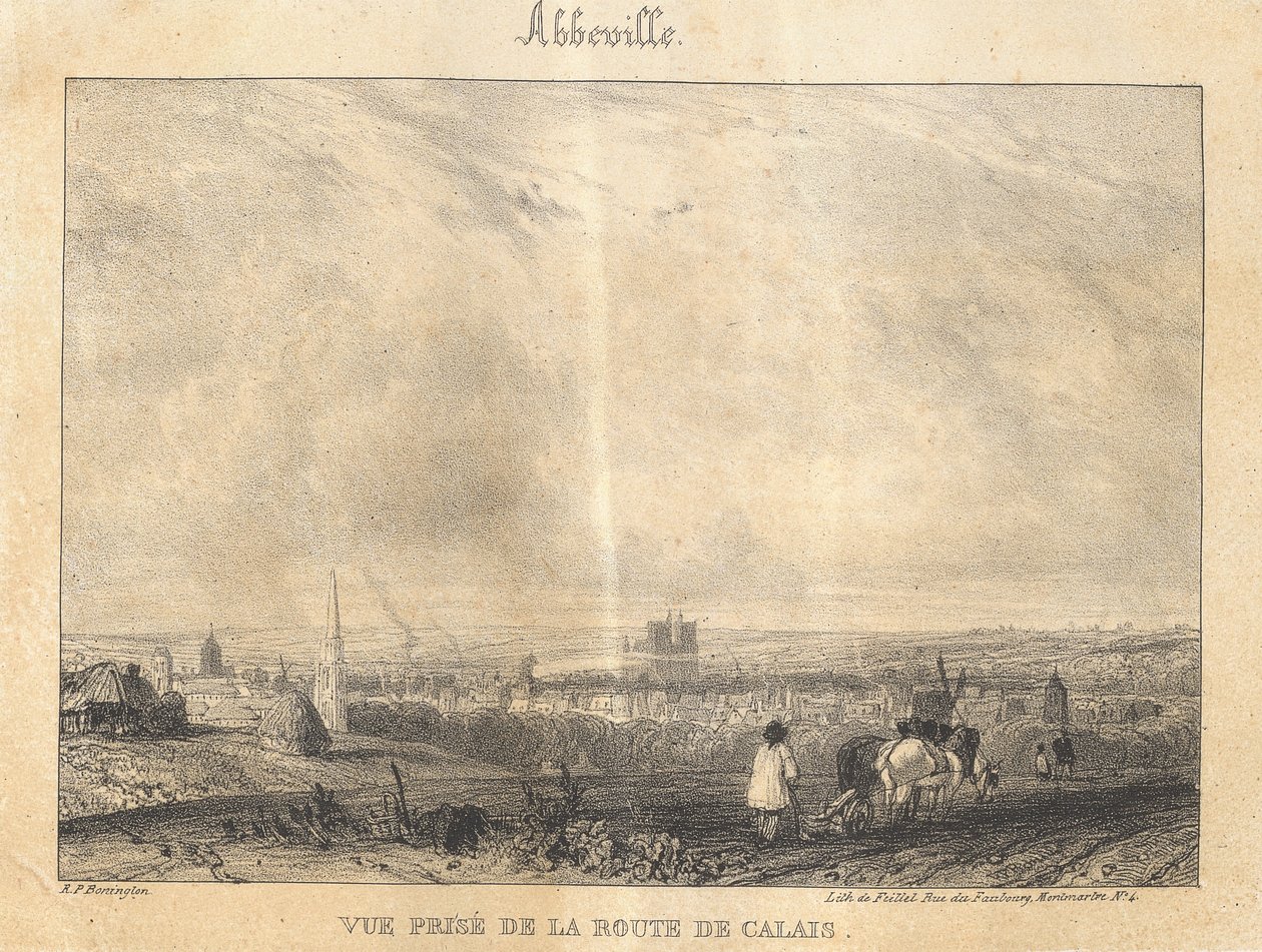 Abbeville - Vista desde la carretera de Calais de Richard Parkes Bonington