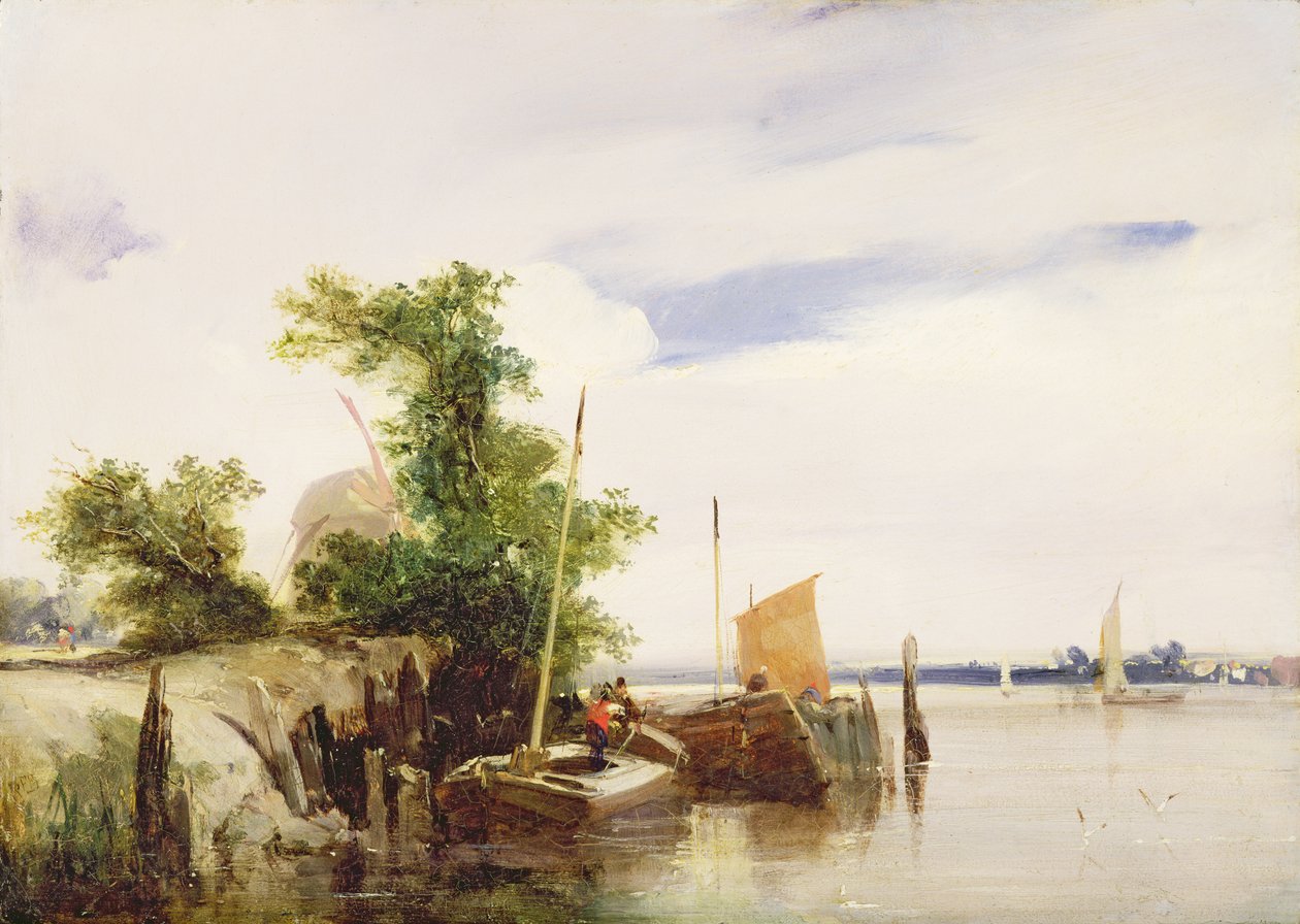 Barcazas en un río de Richard Parkes Bonington