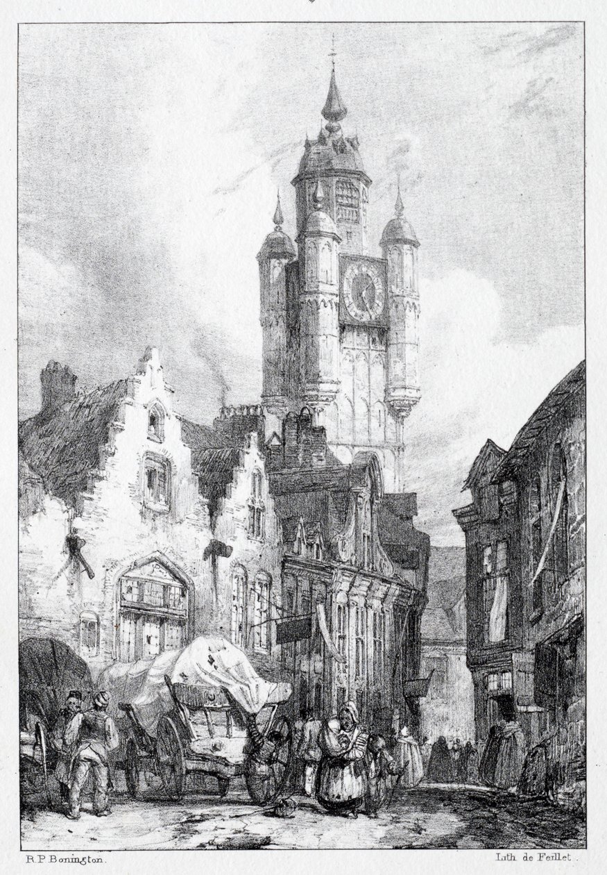 Bergues: La Torre del mercado, 1824 de Richard Parkes Bonington