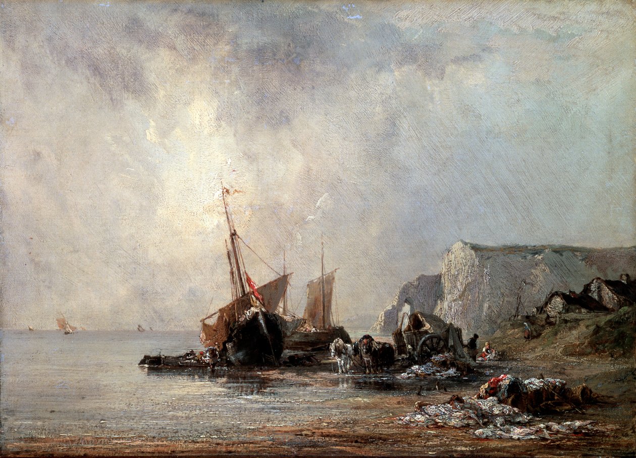 Barcos en la costa de Normandía, 1823 de Richard Parkes Bonington