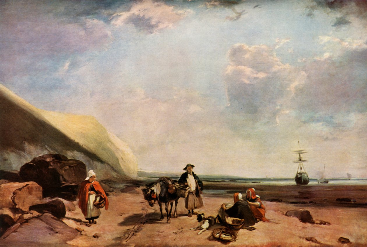 Pescadores en la Costa de Normandía, Francia de Richard Parkes Bonington