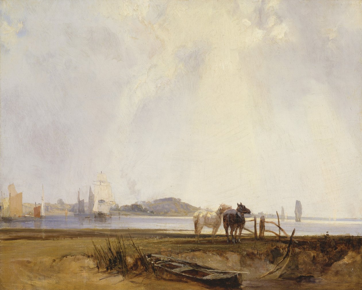 Paisaje cerca de Quilleboeuf, Francia, c.1824-25 de Richard Parkes Bonington