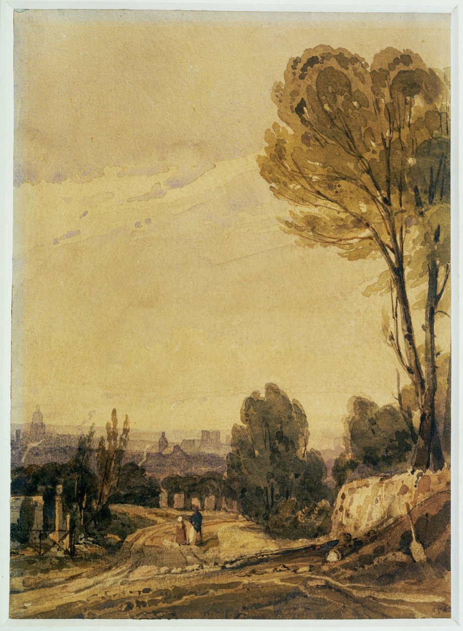 París visto desde el cementerio de Pere Lachaise ... (pintura sobre lienzo) de Richard Parkes Bonington