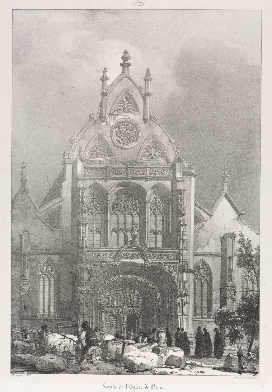 Viajes pintorescos y románticos en la vieja Francia, Franche-Compté: Frente de la iglesia en Brou de Richard Parkes Bonington