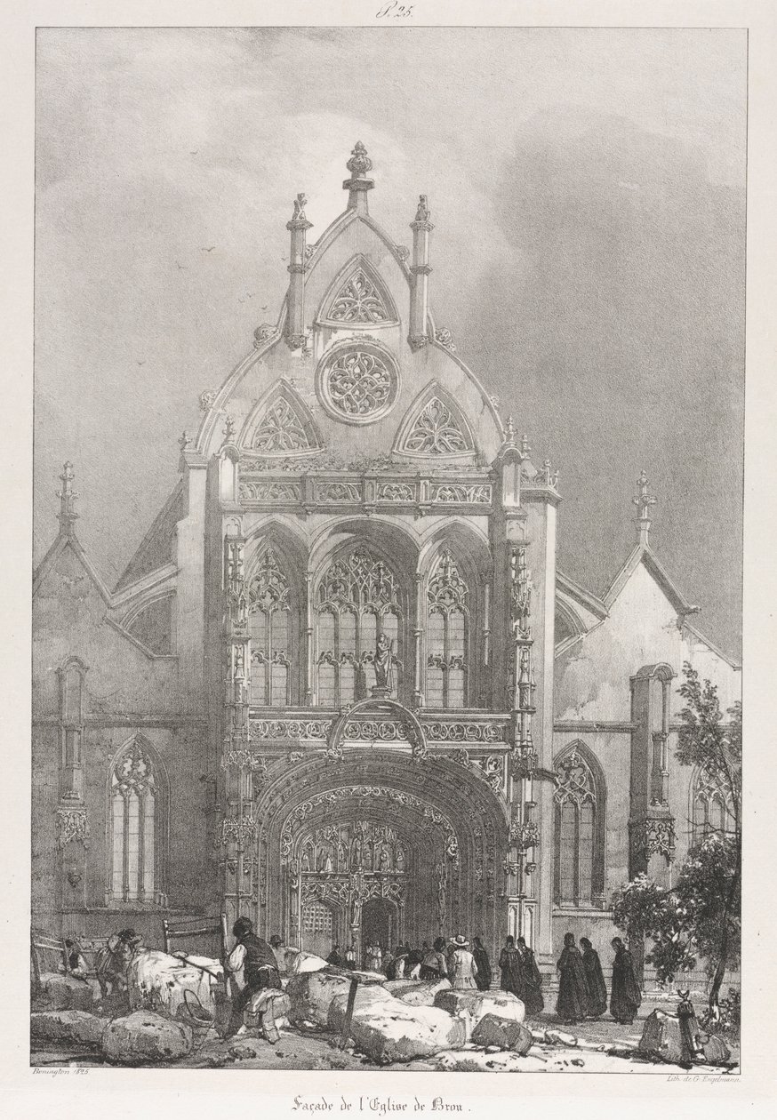 Viajes pintorescos y románticos en la vieja Francia, Franco Condado: Frente de la iglesia en Brou, 1825 de Richard Parkes Bonington