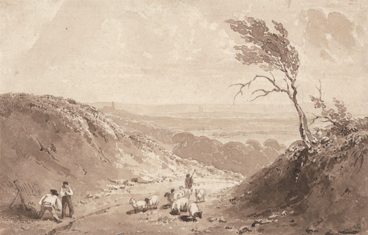 Obreros de la carretera, cerca de Lillebonne de Richard Parkes Bonington