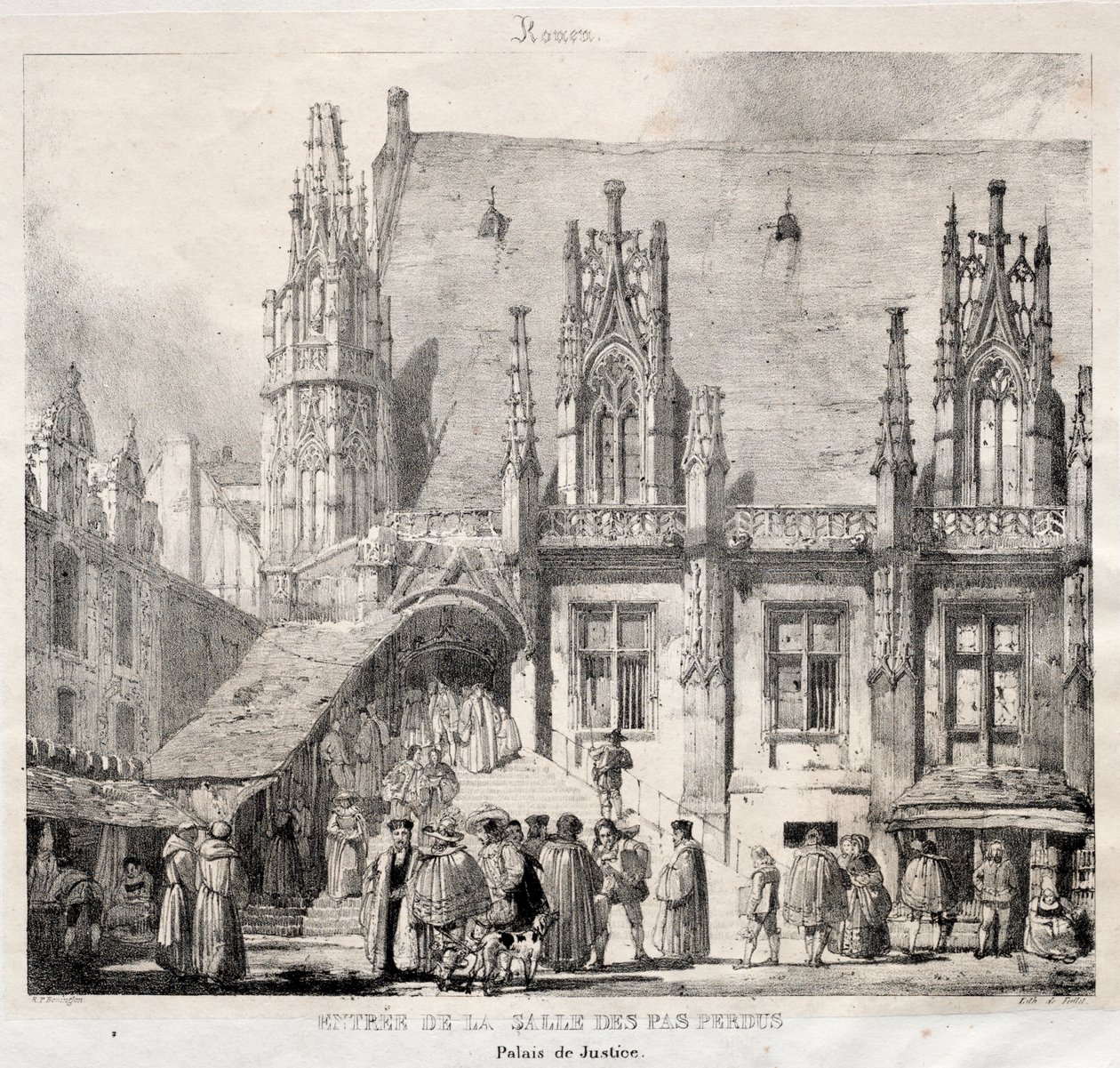 Rouen: Entrada de la Sala de los Pasos Perdidos, Palacio de Justicia de Richard Parkes Bonington