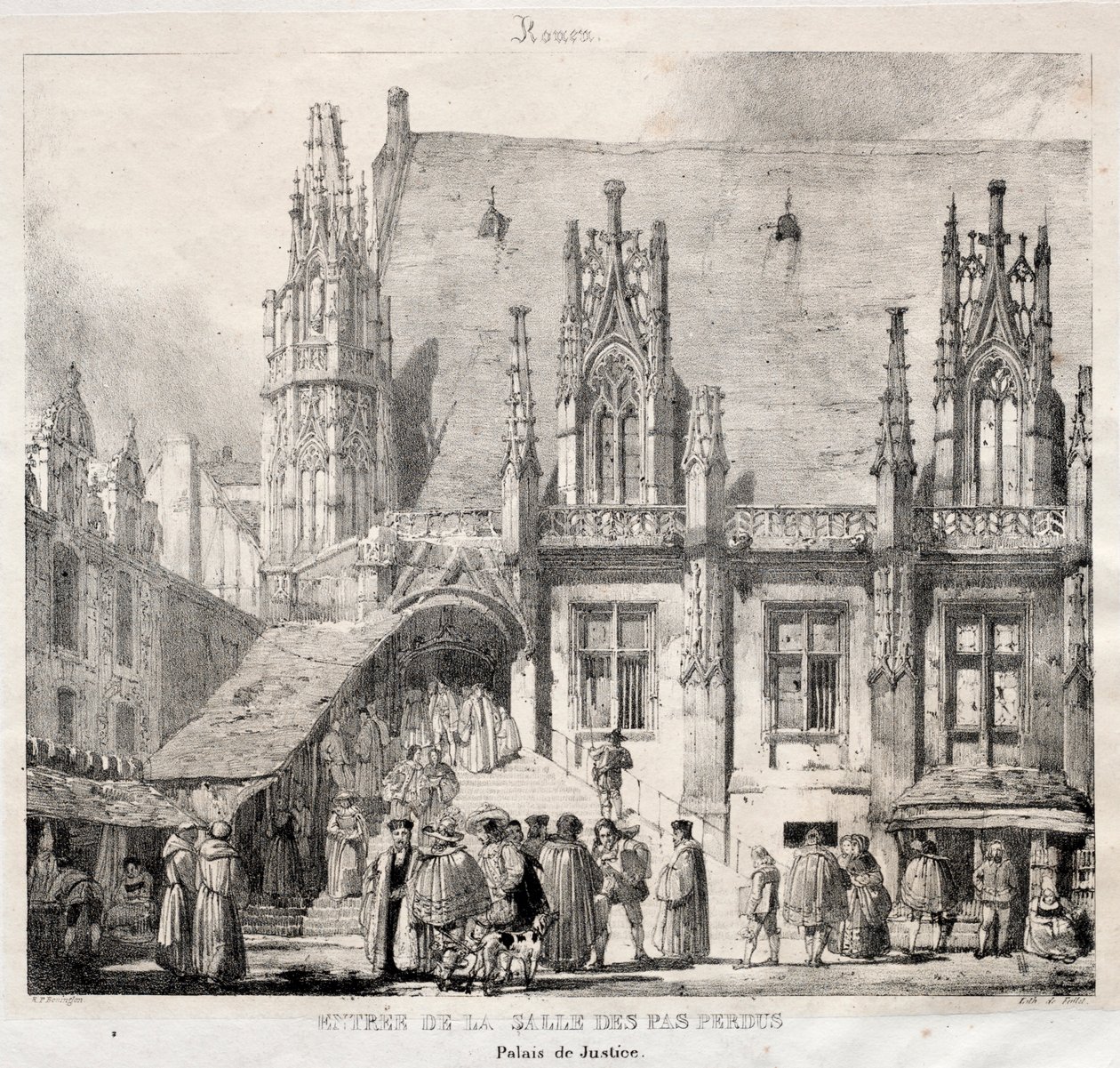 Rouen: Entrada de la Sala de los Pasos Perdidos, Palacio de Justicia, 1824 de Richard Parkes Bonington