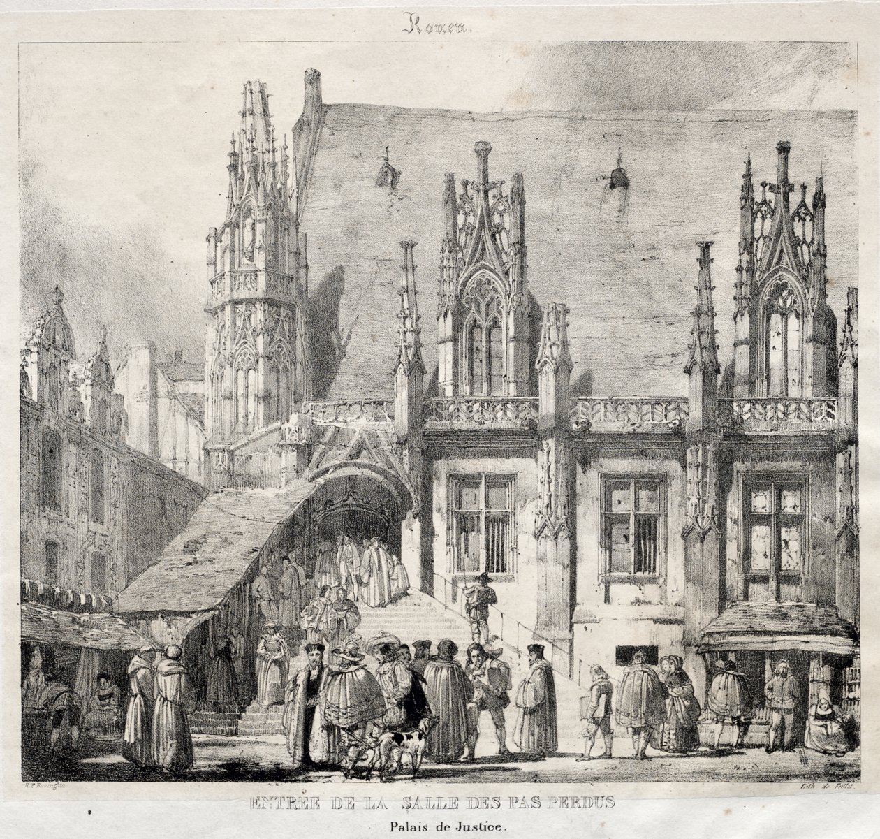 Rouen: Entrada de la Sala de los Pasos Perdidos, Palacio de Justicia de Richard Parkes Bonington