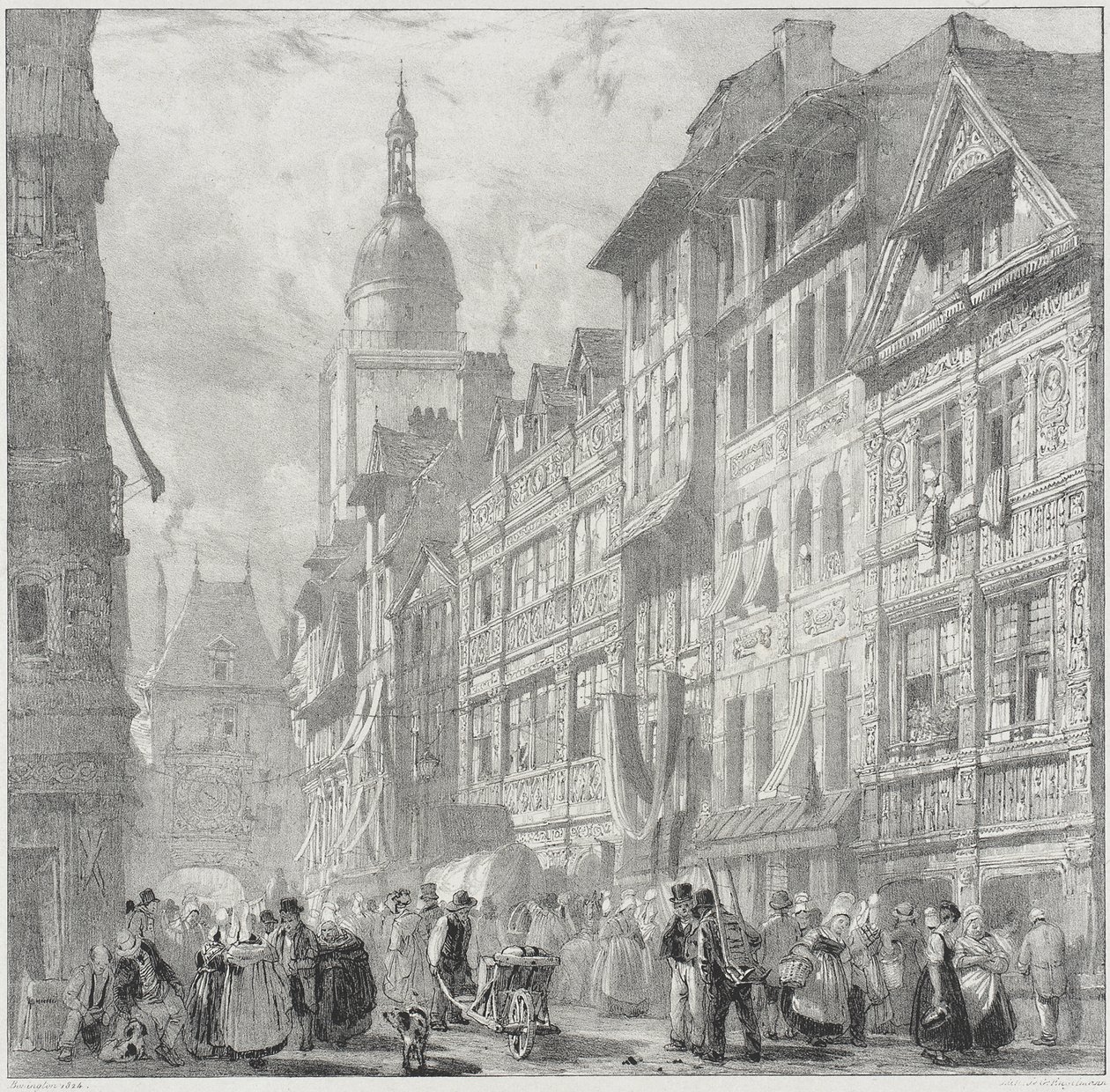 Calle del Gros Horloge, Ruán de Richard Parkes Bonington